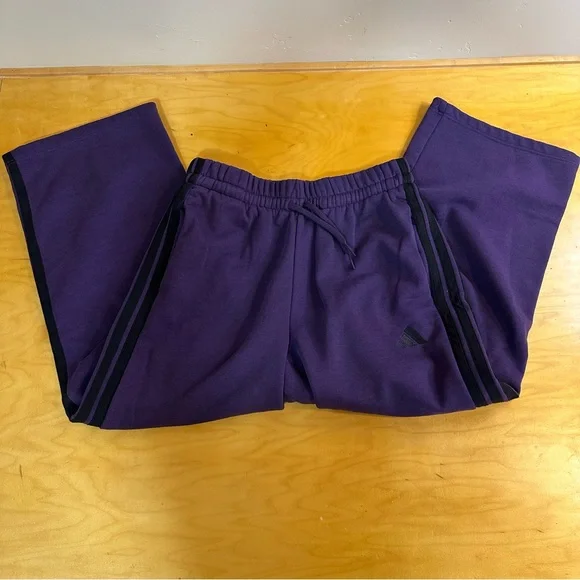 Adidas Women's Essentials 3-Stripes Straight Leg Sweatpants Medium Purple - Picture 7 of 9